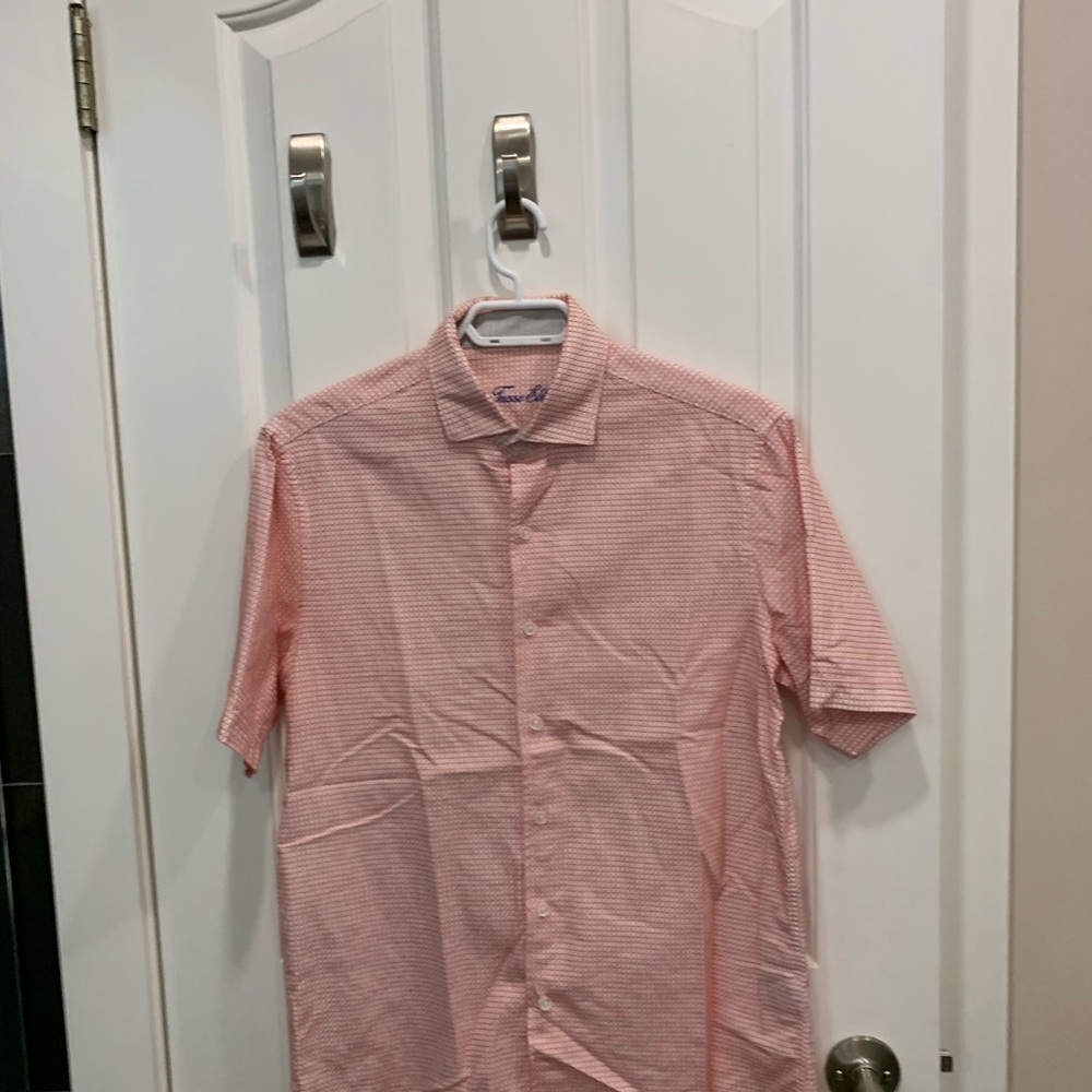 Tasso Elba Red Patterned Short Sleeve Shirt